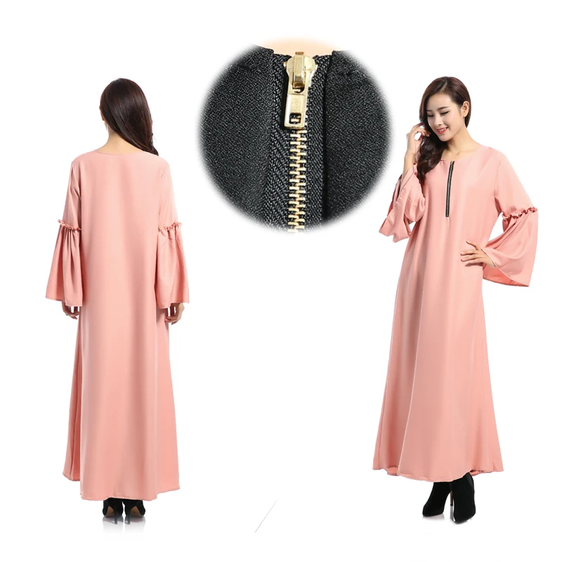 Abaya/арабское вечернее платье с пышными рукавами и воротником на молнии для женщин