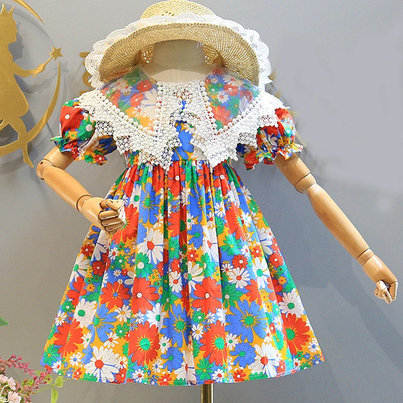 Floral Dress Childrens Clothing Girls Baby Kids Princess Summer European American-Style