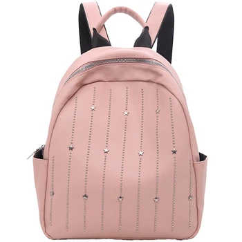 

Fashion Women'S Backpack Small Stars Pattern Soft Multi-Function Small Backpack Pink