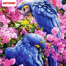 GATYZTORY 5D алмазная живопись полный квадрат DIY домашний декор мозаика Стразы Картина на холсте с логотипом на заказ настенные картины синие попугаи