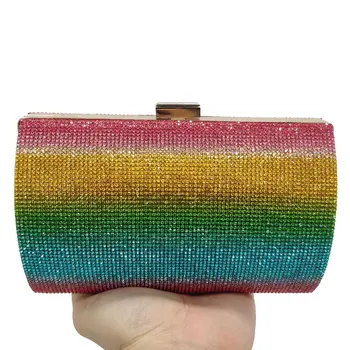 

2020 Women Rhinestones Rainbow Clutch Ladies Luxury Crystal Evening Bags Clutches Designer Party Cocktail Purses and Handbag