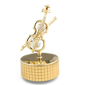 

Golden Mini Music Box Crystal Ornaments Valentines Day Gifts Music Box Creative Light Luxury Boite Cadeau Music Decor EB50MB