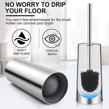 Toilet Brush Plastic Long Handle Bathroom Cleaning Brushes Stainless Steel Loadbearing Household Washable Reusable Wall Floor