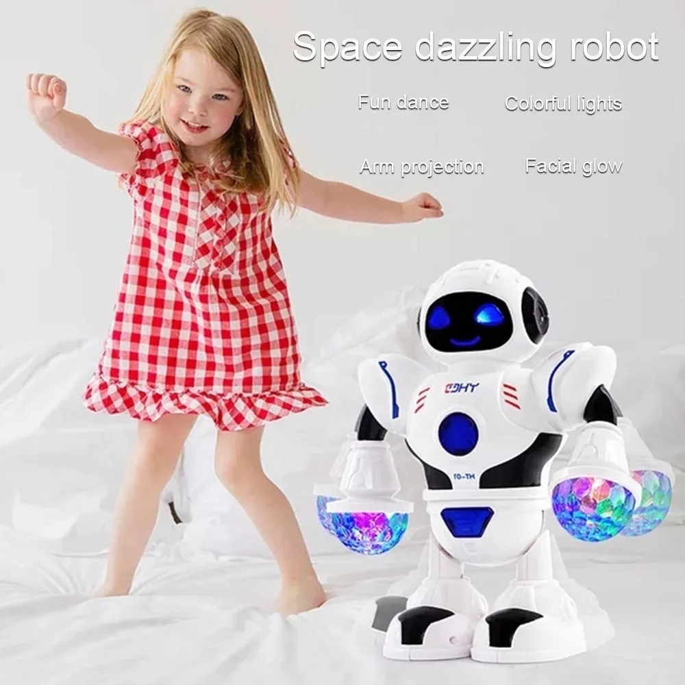 Mini Electronic Robot Hyun Dance Robot Smart Action Walking Led Flashing Lights Sounding Musical Kids Toy Gift for Child