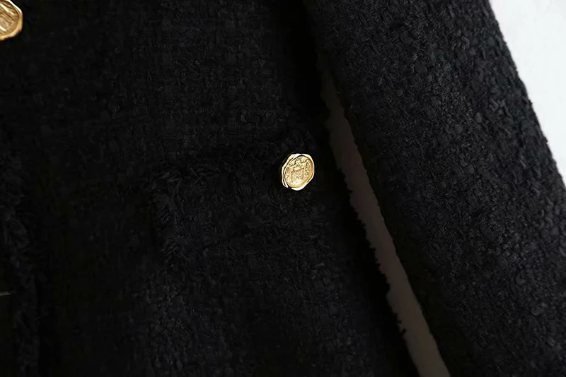 Fashion Black Color Blazer Women Double Breasted Long Sleeve Casual Coat Female V Neck Button Elegant Jacket Outwear Veste Femme