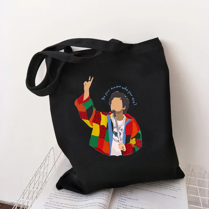Bolso de mano con estampado gráfico de estilo coreano para mujer, bolsa de gran capacidad con estampado gráfico de dibujos animados Ullzang Harajuku, color blanco, estilo Kawaii