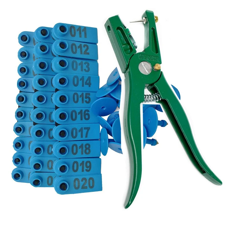 100sets New Yellow Sheep Goat Ear Tag and 1 pc Ear Tag Plier
