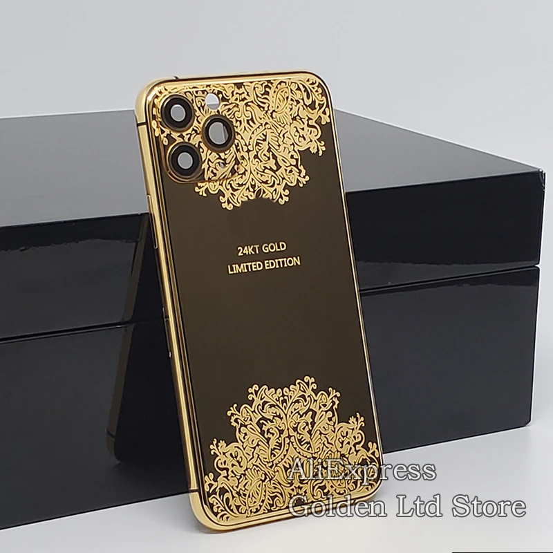 24k Gold Back Housing Iphone 12pro 11pro Max Plated Mirror Sculpture Decorative Pattern Limited Edition Medium Frame With Logo Mobile Phone Housings Frames Aliexpress