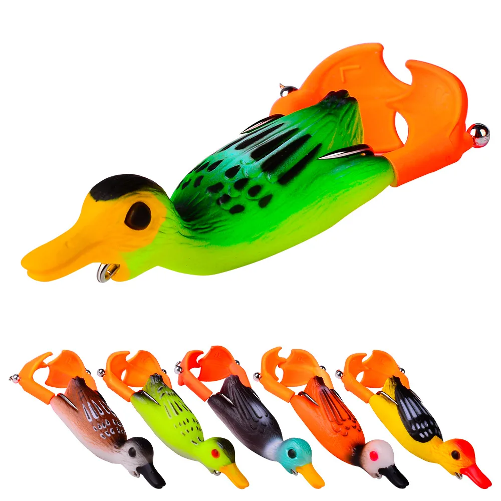 1 Pcs Double Propeller Flipper Duck Fishing Lures Ducking Frog Soft