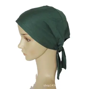 

Plain Color Stretchable Islamic Under Cap For Headscarf Muslim Bonnet Tie back Hat Women Cotton Jersey Inner Hijab Cap 10pcs/lot