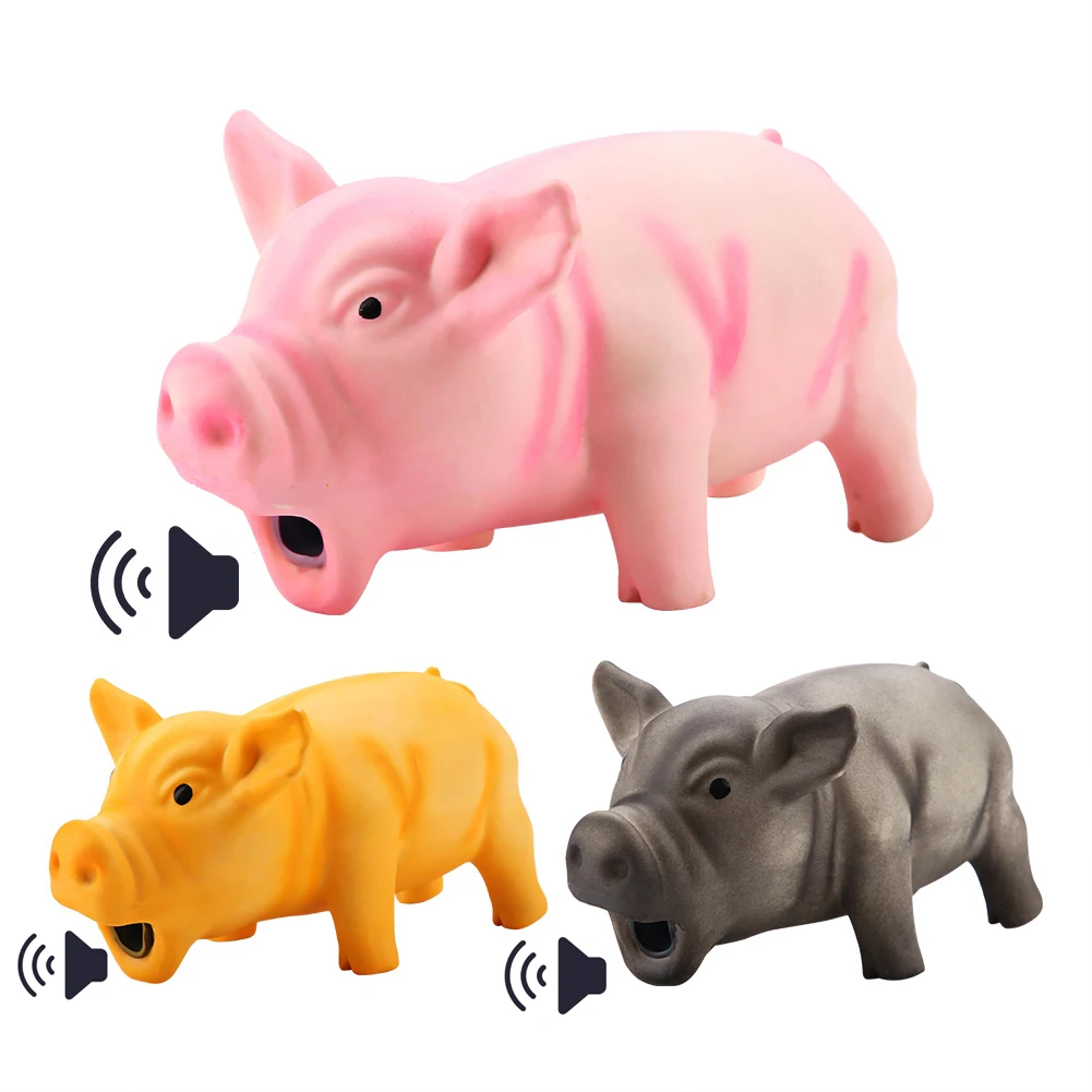 Suef 1pcs Cute Rubber Sound Pig Grunting Squeak Latex Pet Chew Toys For