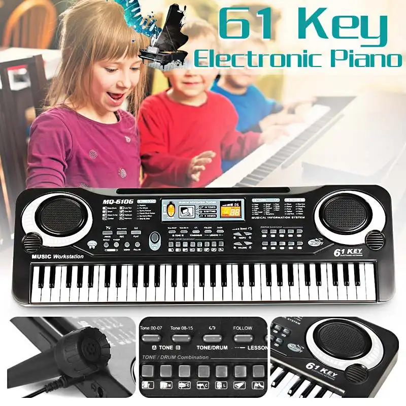 61 touches musique numérique clavier électronique clavier électrique Piano enfants cadeau nous Plug jouet éducatif Instrument de musique