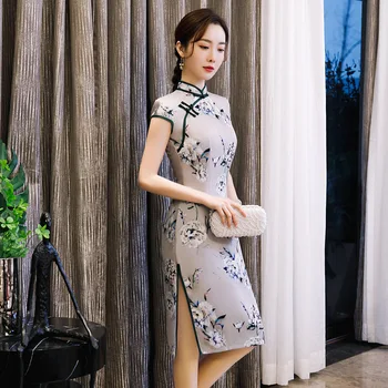 

Plus Size 3XL 4XL Novelty Short Style Chinese Formal Dress Chinese Style Women Mandarin Collar Qipao Vintage Rayon Cheongsam