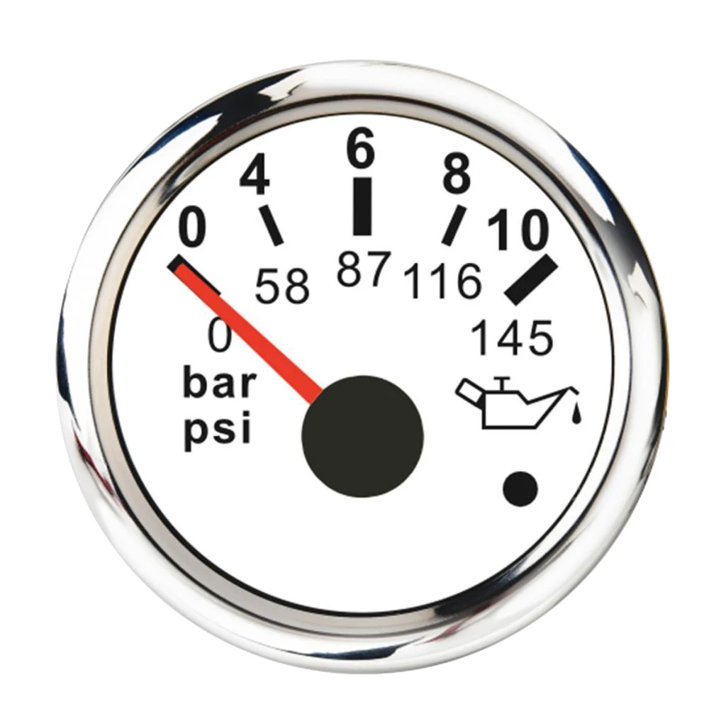 MagiDeal 2 &quotизмеритель давления масла 0 ~ 10 бар 145PSI для морской лодки белый |
