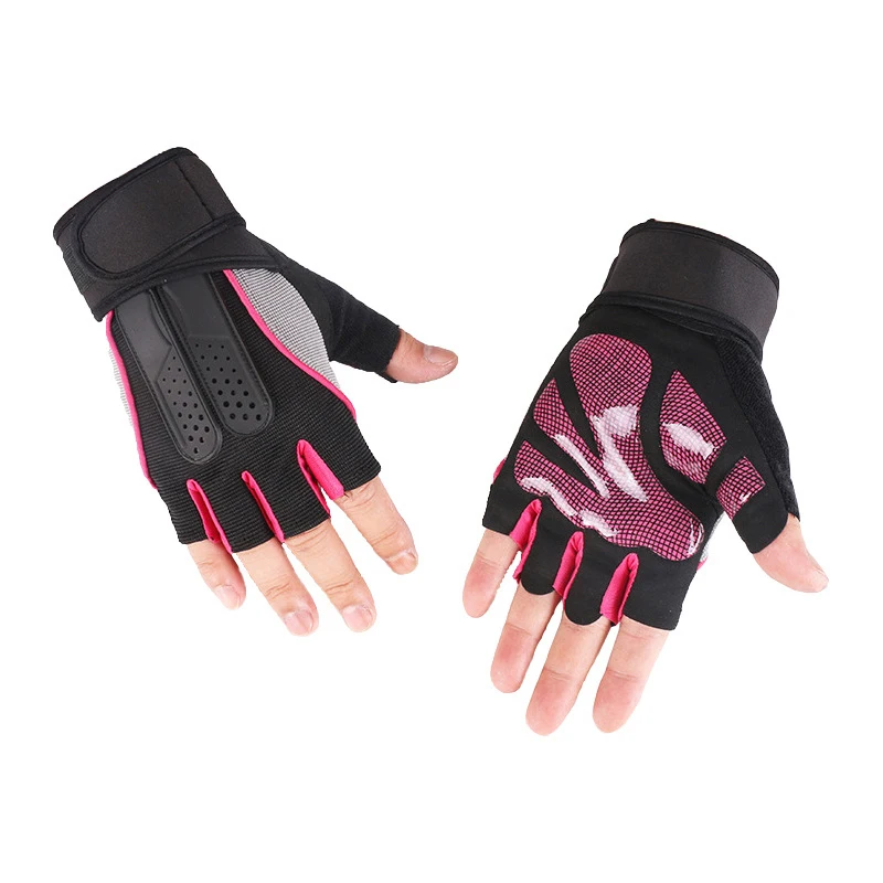 1 пара полиэстер Половина-палец перчатки дышащий анти-шок спортивные велосипедные наручные Обёрточная бумага нескользкая перчатка MTB