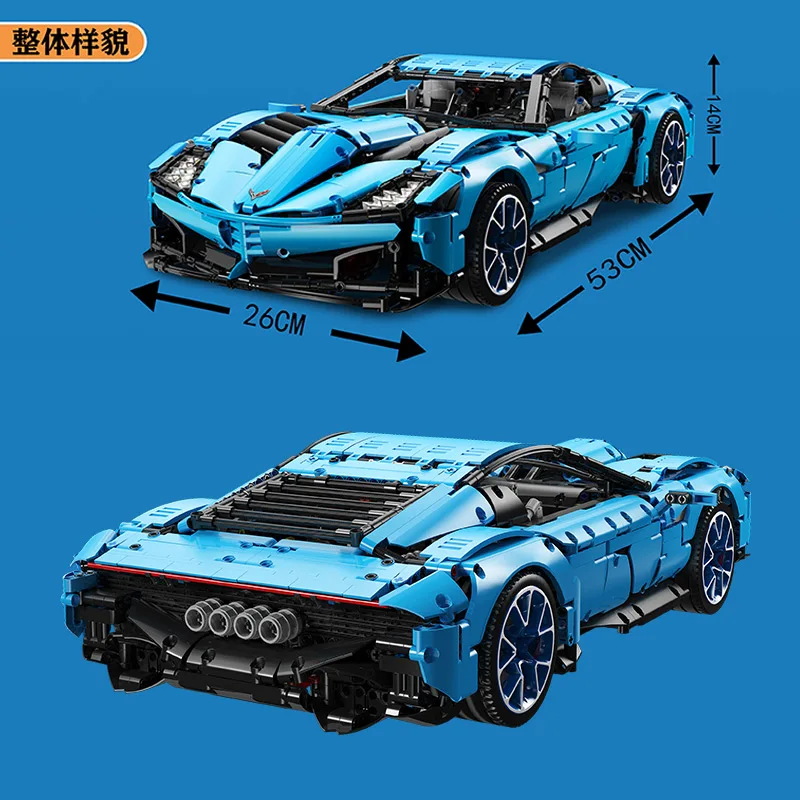 Technic MOC Chevrolets Corvettes Grand Sport Il Toro Azzurro Fit Lepining 31189 строительные блоки для автомобилей