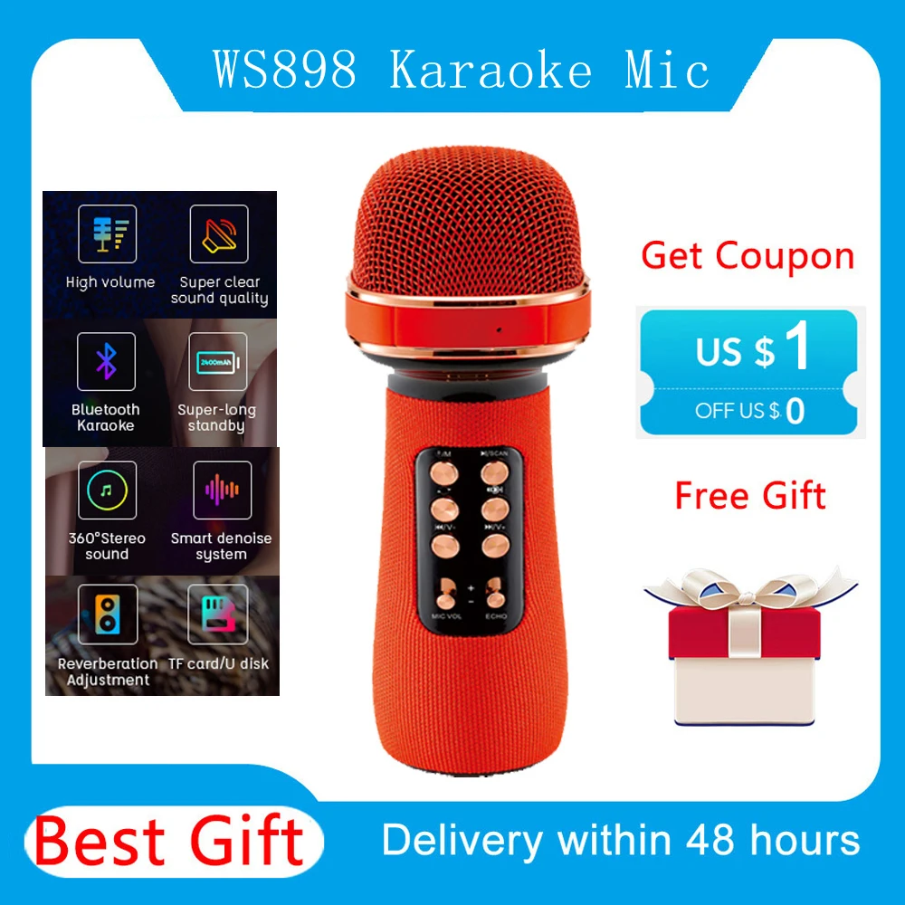 Karaoke Microphone Wireless Singing Machine With Bluetooth Speaker For Cell Phone/PC Portable Handheld Mic Support Reverb/Duet