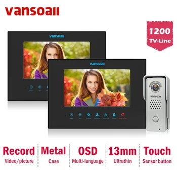 

VANSOALL video intercom 7inch lcd video door bell camera sd card Hands-free Two to One unlock remote video door phone
