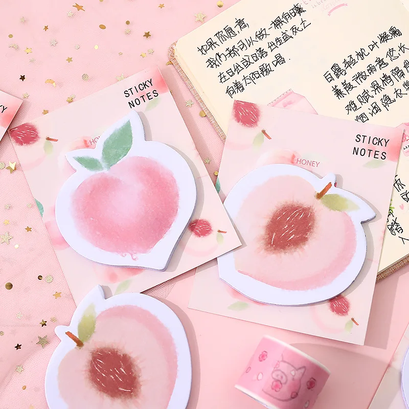 

Kawaii Peach N Times Memo pad Sticky Notes Cute Self-Adhesive Stationery Label Notepad Notebook Bookmark Post school supplies