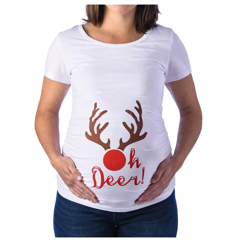 Рождественская Женская одежда для беременных с изображением снеговика; Футболка для беременных с короткими рукавами и надписью; топы; хлопковая блузка Embarazada