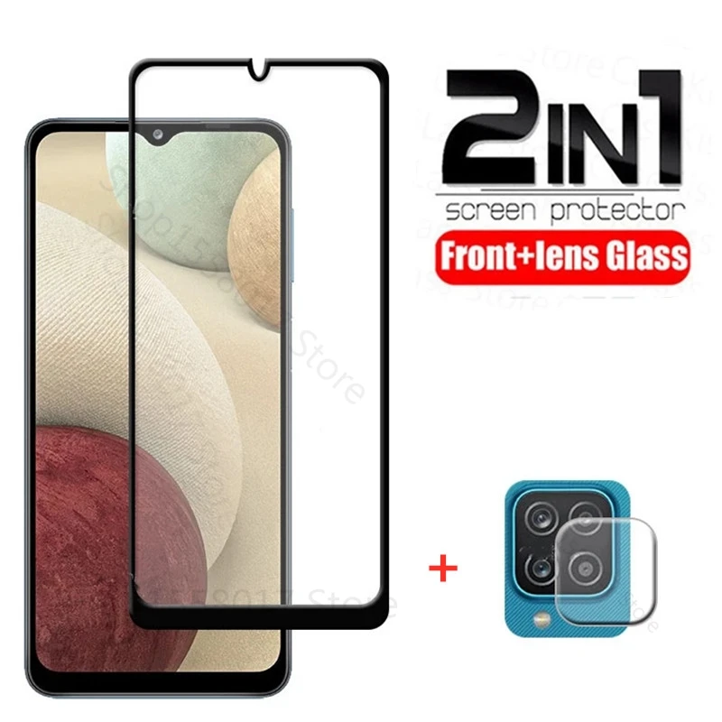 Protector de pantalla de cristal templado 2 en 1 para Samsung Galaxy A12, película protectora de lente para Samsung A12 A 12 SM-A125F/DS A125F