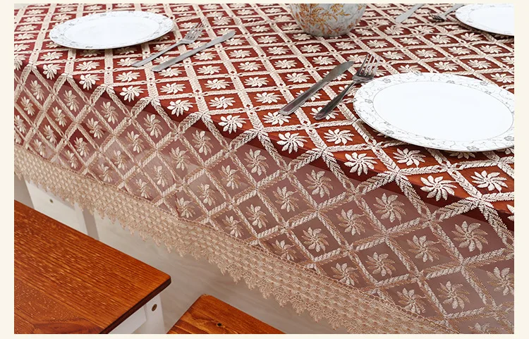 Пасторальный стиль вышивка цветок сетчатая скатерть Высококачественная элегантная ажурная чайный столик винно-красный ТВ кабинетные