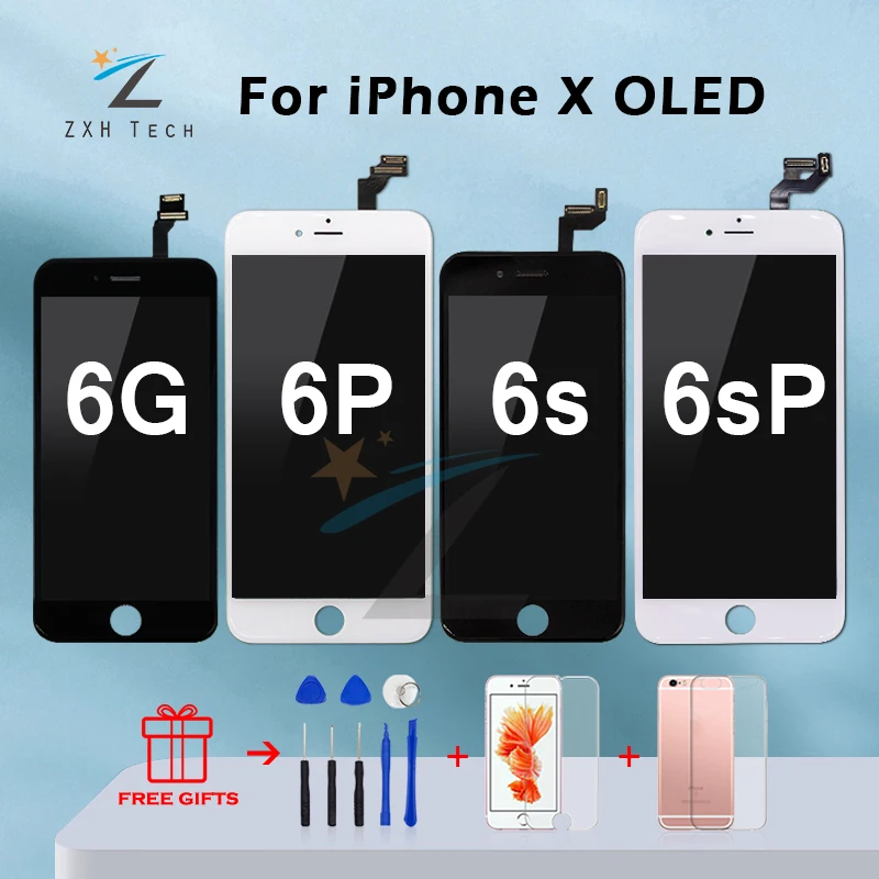 AAA ЖК-дисплей 3D Сенсорный экран Ecran для iPhone 6 6 плюс 6 S плюс ЖК-дисплей Дисплей Pantalla дигитайзер Ассамблеи замена