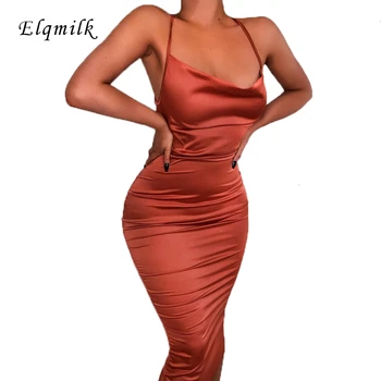 

ELQMILK Sexy Pencil Dresses Bodycon Dresses Spaghetti Strap Slash Neck Off Shoulder Slim Female Summer Dresses Vestidos