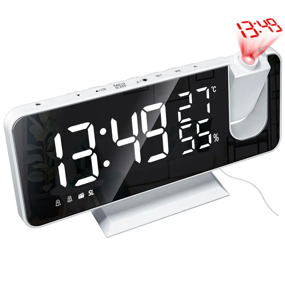 Despertador led digital, relógio de mesa eletrônico com função soneca, usb, rádio fm, projetor de tempo, 3 cores|Despertadores| - AliExpress