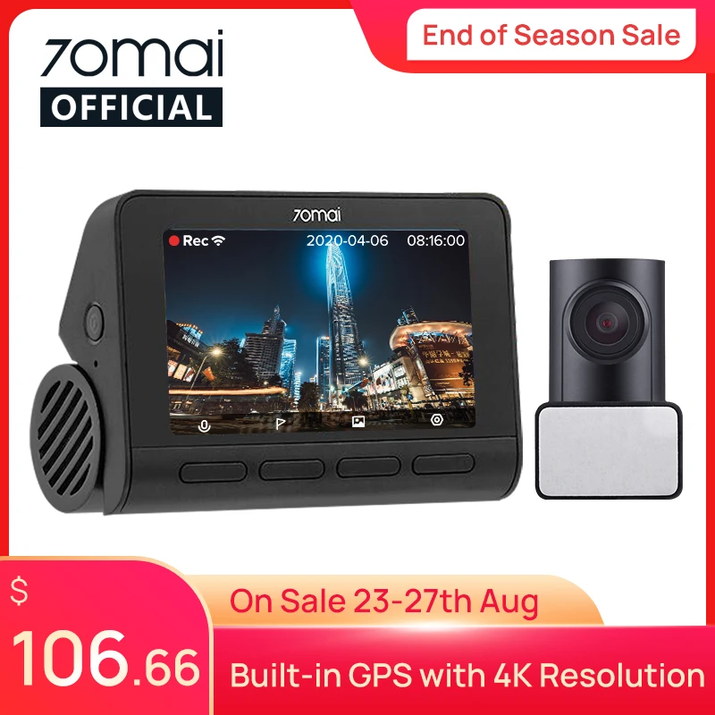 SUPER DEALS! 70mai A800S Dash Cam 4K Built-in GPS ADAS Real 70mai 4K A800 Camera UHD Cinema-quality Image 24H Parking Front & Rear Cam 140FOV