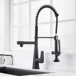 kitchen faucet spring pull type cold and hot copper dish washing basin sink pressurization splash proof universal
