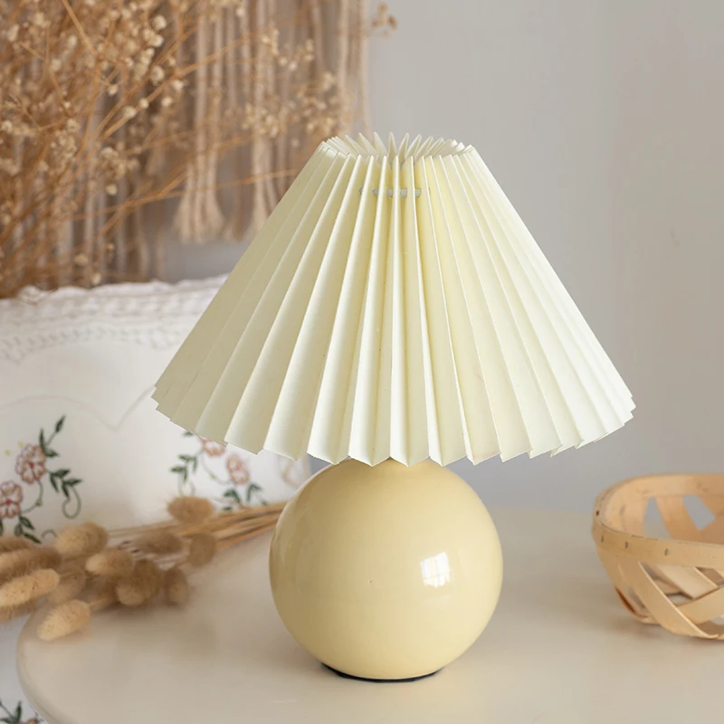 New Pleats Lampshade for Table Lamp Standing Floor Lamps Korean Style Pleated Lampshade Cute Desk Lamp Shade Bedroom Lamps E27
