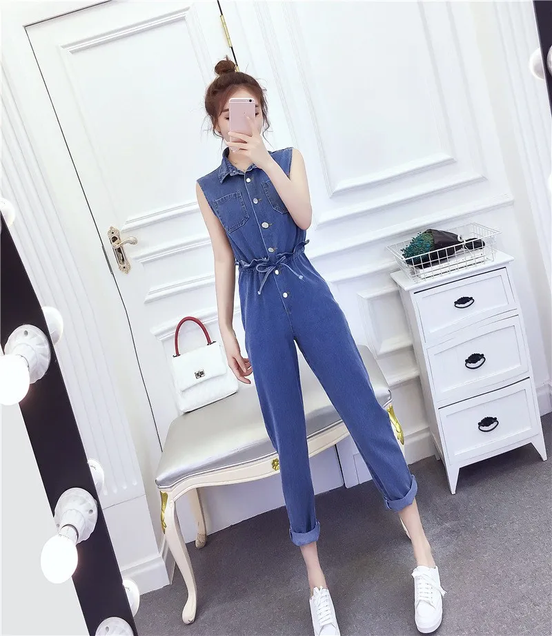 Комбинезон с высокой талией и тонким ремнем