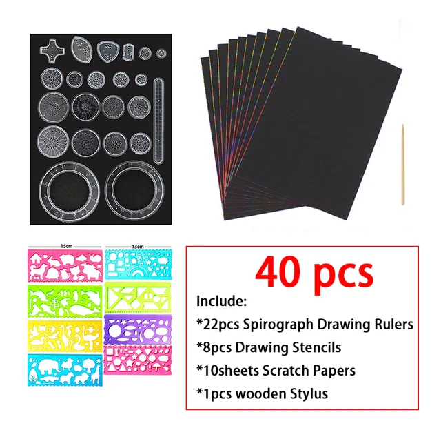 Drawing Board Template Scratch Art Paper Cards Spirograph Graffiti Painting Stencil Learning Educational Toys Children Kids Gift 1