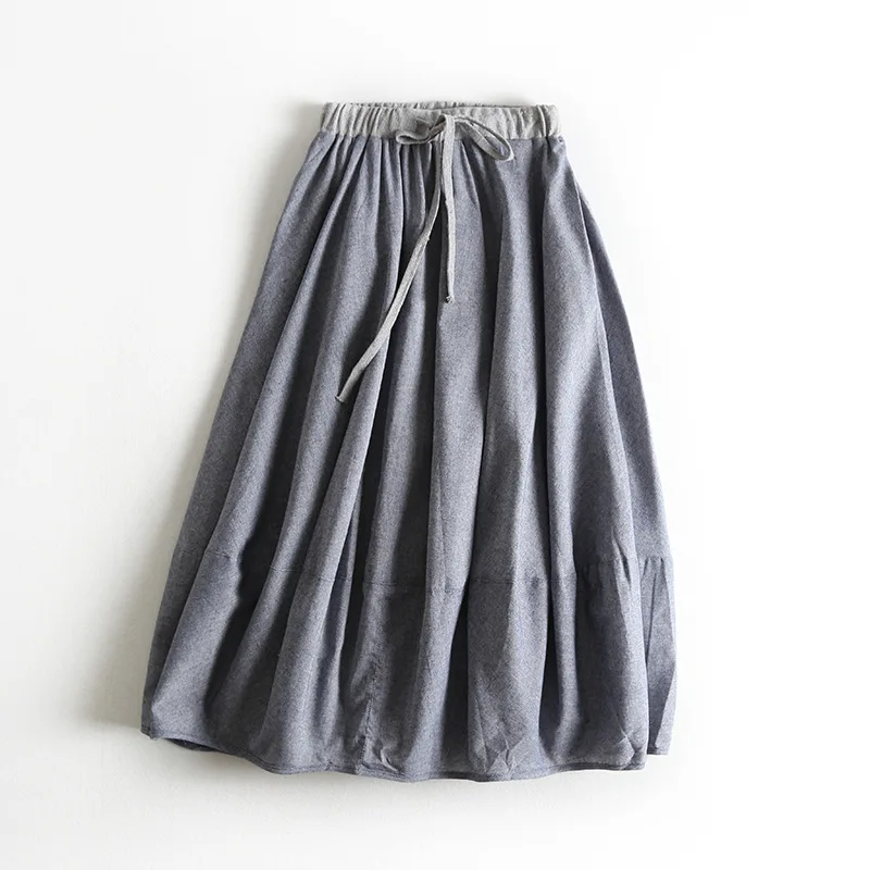 

A Generation of Cotton And Linen Skirt Skirt Long Large Size Literature And Art Retro Bubble Skirt Fruiting Body
