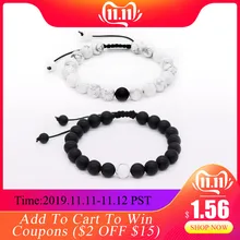 Poshfeel 8 мм круглый черный и браслет из белого бисера подходящая пара браслет для влюбленных дружба плетеные украшения Pulsera Mbr170421