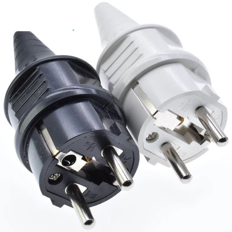 French Germany EU Waterproof Schuko Power Plug European 16A 2pin Cable Wiring Connector Converter Plug Type E F