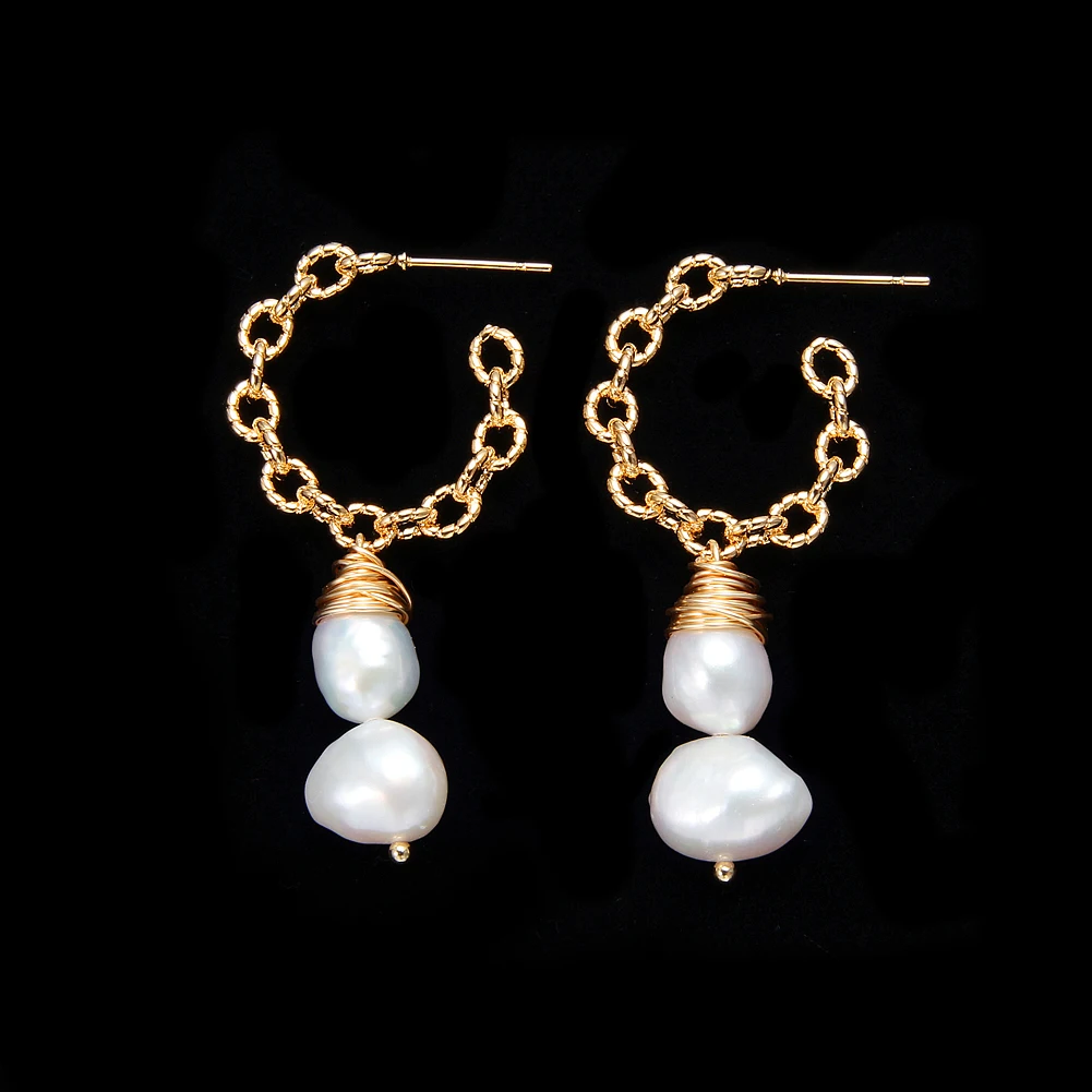 

Coeufuedy Fashion Long Drop Earrings Jewelry Baroque Natural Fresh Water Pearl Earrings For Women Party Fine Jewelry