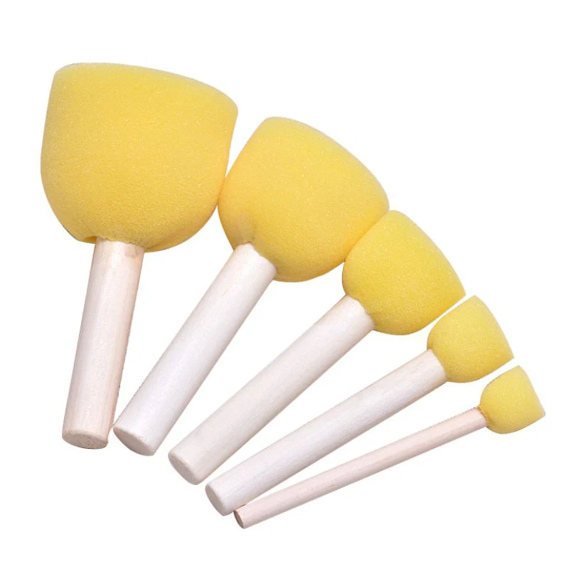 

5 PCs Foam Stencil Brush / Sponge / Wooden Handle / Paint / Craft / Stenciling