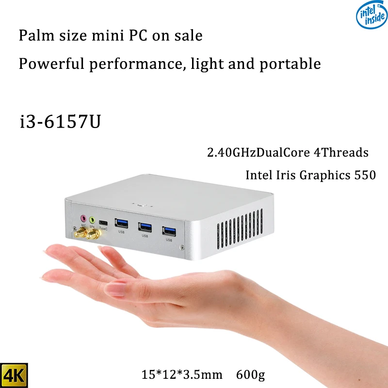 Новый мини ПК IntelCore 6 го поколения i3 6157U Intel iris 550 win10 DualCore 4 потока 2 4G + 5G Bluetooth Nas