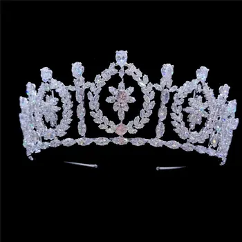 

Classic CZ Wedding Tiara Sparkling Clear Cubic Zirconia Bridal Pageant Royal Party Crown Women Jewelry High Quality MY3701