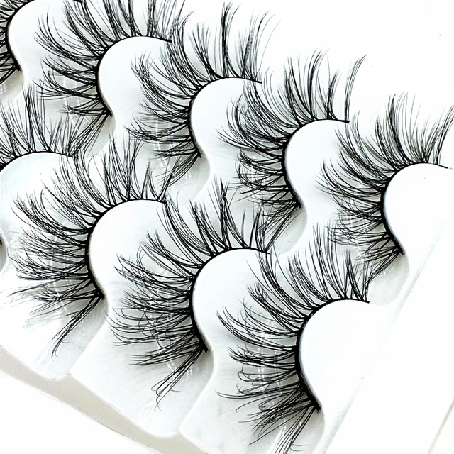 5 pairs 3D mink false eyelashes natural makeup eyelash extension long cross volume soft fake eye lashes winged faux cils