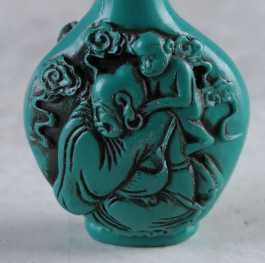Details about    OLD CHINESE TURQUOISE HAND CARVED ANCIENT PEOPLE SNUFF BOTTLE 