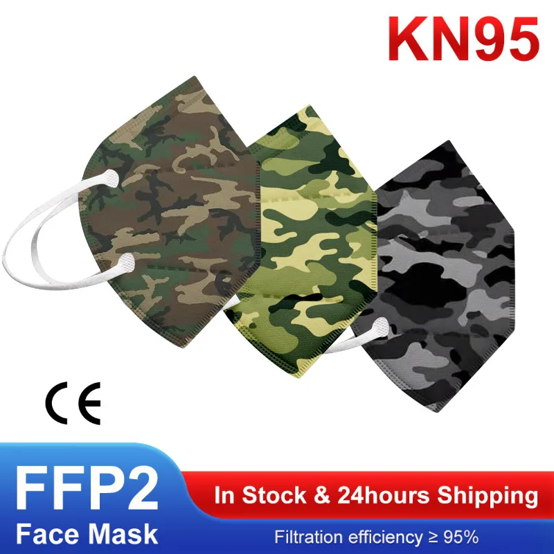 Mascarilla FFP2 de 5 capas para adultos, máscara protectora KN95 con filtro ffpp2