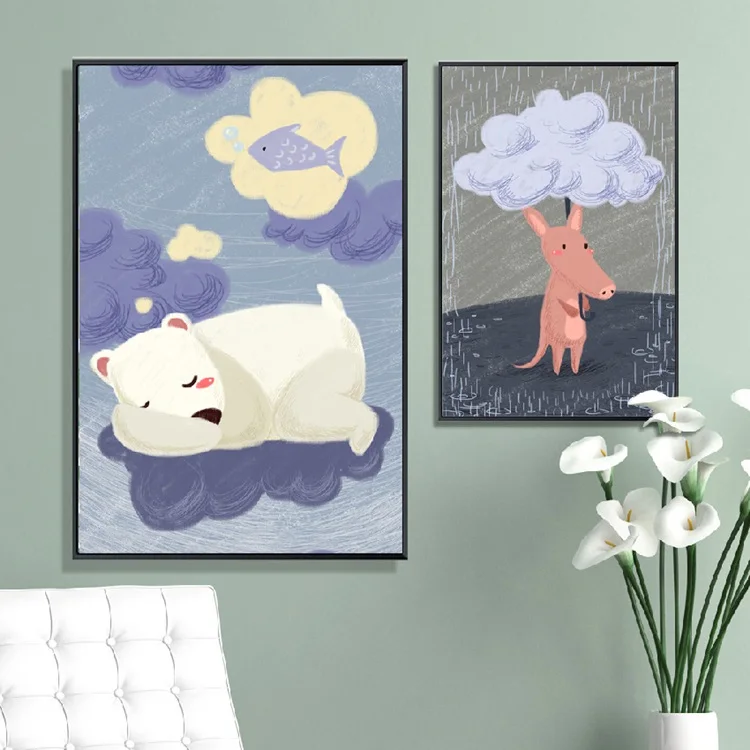 

Cute Cartoon Poster Print Animal Canvas Painting Picture Living Room Wall Art Graffiti Bedroom Home Modern Decoration Custom