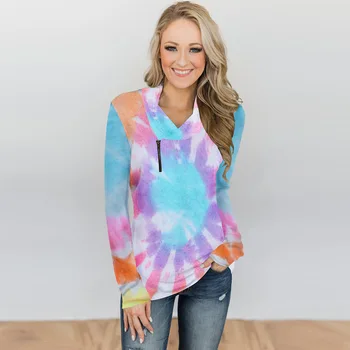 

Europe And America Autumn Winter Tie-Dye Hoodie Female Foreign Trade Versitile Fashion Long-Sleeved Upper G Hoodies -50