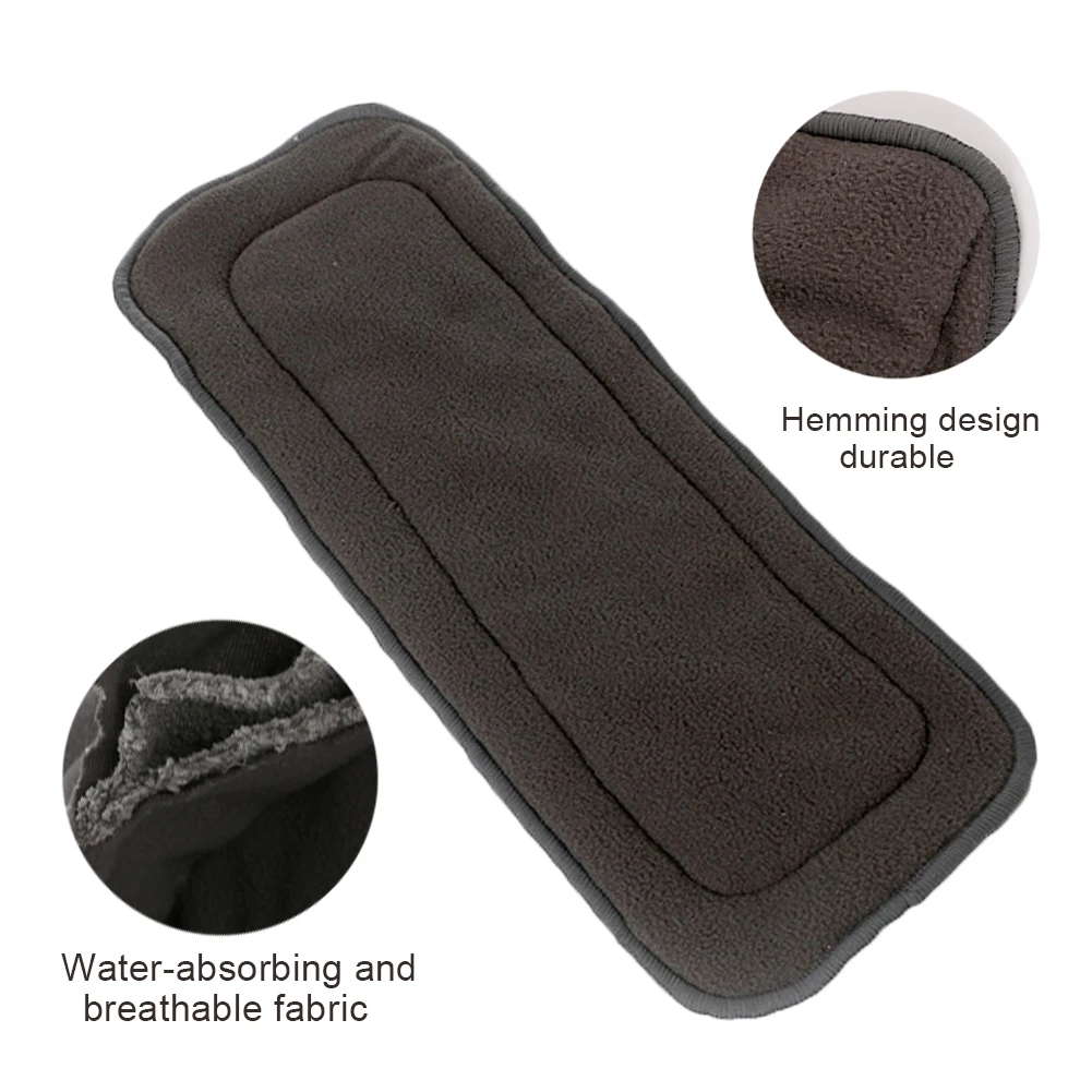 Reusable Washable Diaper Inserts Bamboo Cotton Elastic Inserts Boosters Liners For Adult Diaper Cover Nappies Charcoal Insert 4