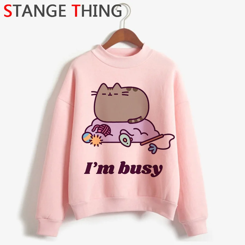 Kawaii Pusheen кошки Harajuku 90s Толстовка Женская водолазка теплая Милая графическая Ullzang толстовка модная забавная мультяшная толстовка женская - Цвет: H2950
