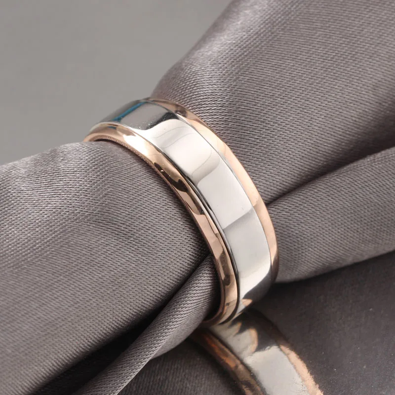 EDI классический матовый Soild 14K 585 розовые белые золотые обручальные браслеты для мужское обручальное кольцо джентльменские ювелирные изделия - Цвет камня: Shiny Metal