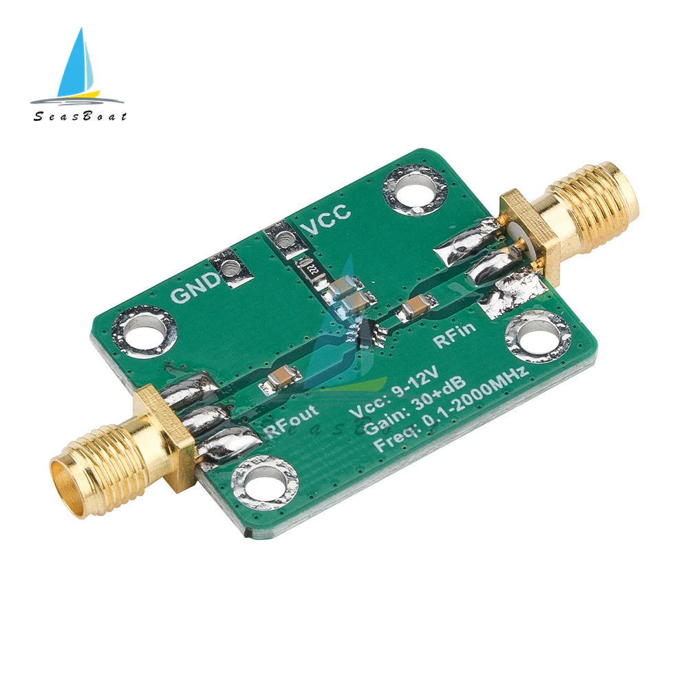 0.1-2000MHz RF Low Noise Broadband Signal Amplifier Power Amplifier Gain 32dB 9-12V Wideband Receiver LNA Module